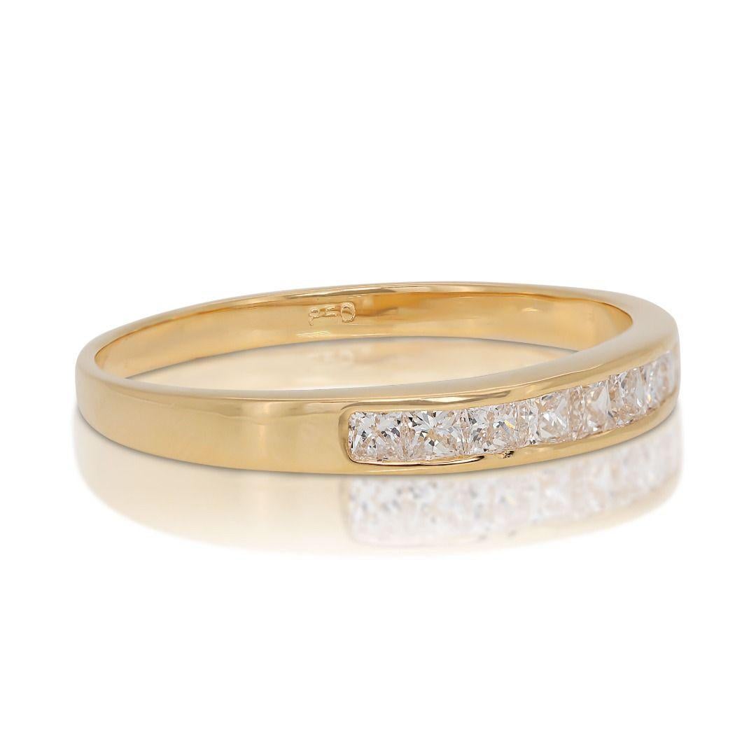 Enchanting 0.54ct Half Eternity Ring set in Gleaming 20K Yellow Gold For Sale 2