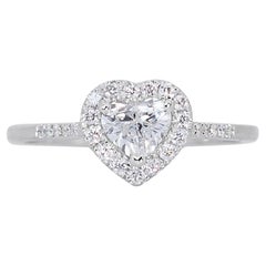 Enchanteresse bague halo de diamants 0,85 carat en or blanc 18 carats, certifiée GIA