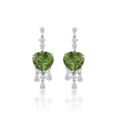 Enchanting 11.43 Carats Burmese Peridot and Diamond Earrings