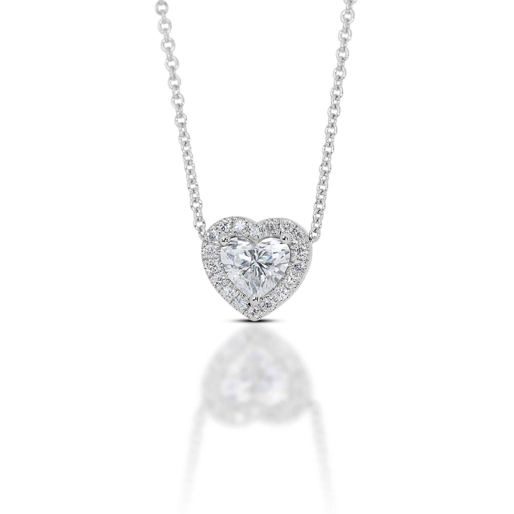 Whiting - Collier de halo en or blanc 18 carats avec 1,14 ct de diamants - certifié GIA en vente 3