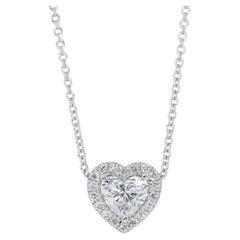 Enchanting 1.14ct Diamonds Halo Necklace in 18k White Gold - GIA Certified