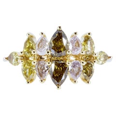 Enchanteresse bague en or jaune 18 carats avec diamant de couleur fantaisie de 1,25 carat, certifié GIA