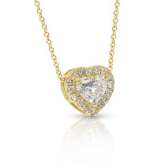 Enchanting 1.26ct Double Excellent Ideal Cut Diamonds Halo Necklace with Pendant