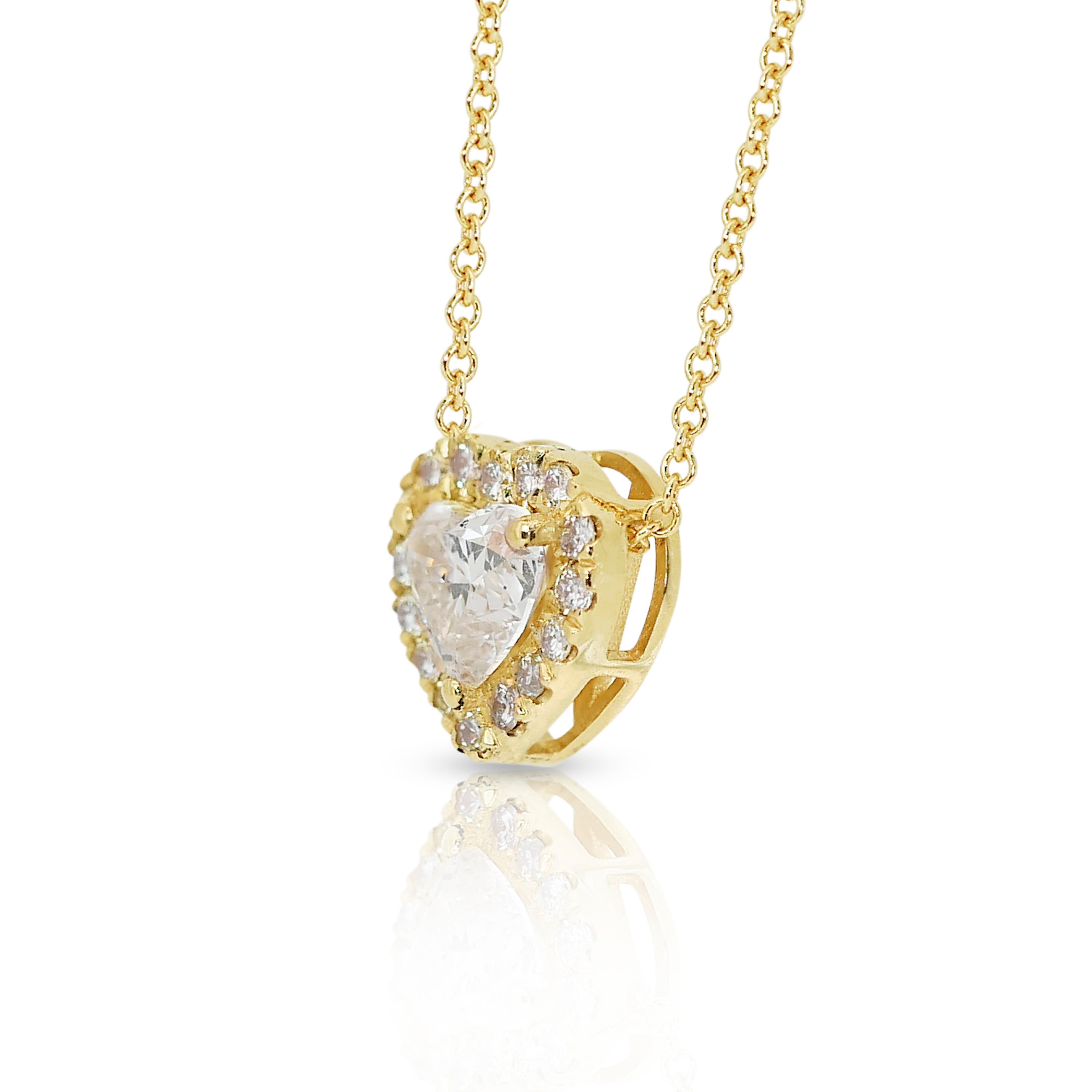 Enchanting 1.26ct Double Excellent Ideal Cut Diamonds Halo Necklace with Pendant For Sale 1