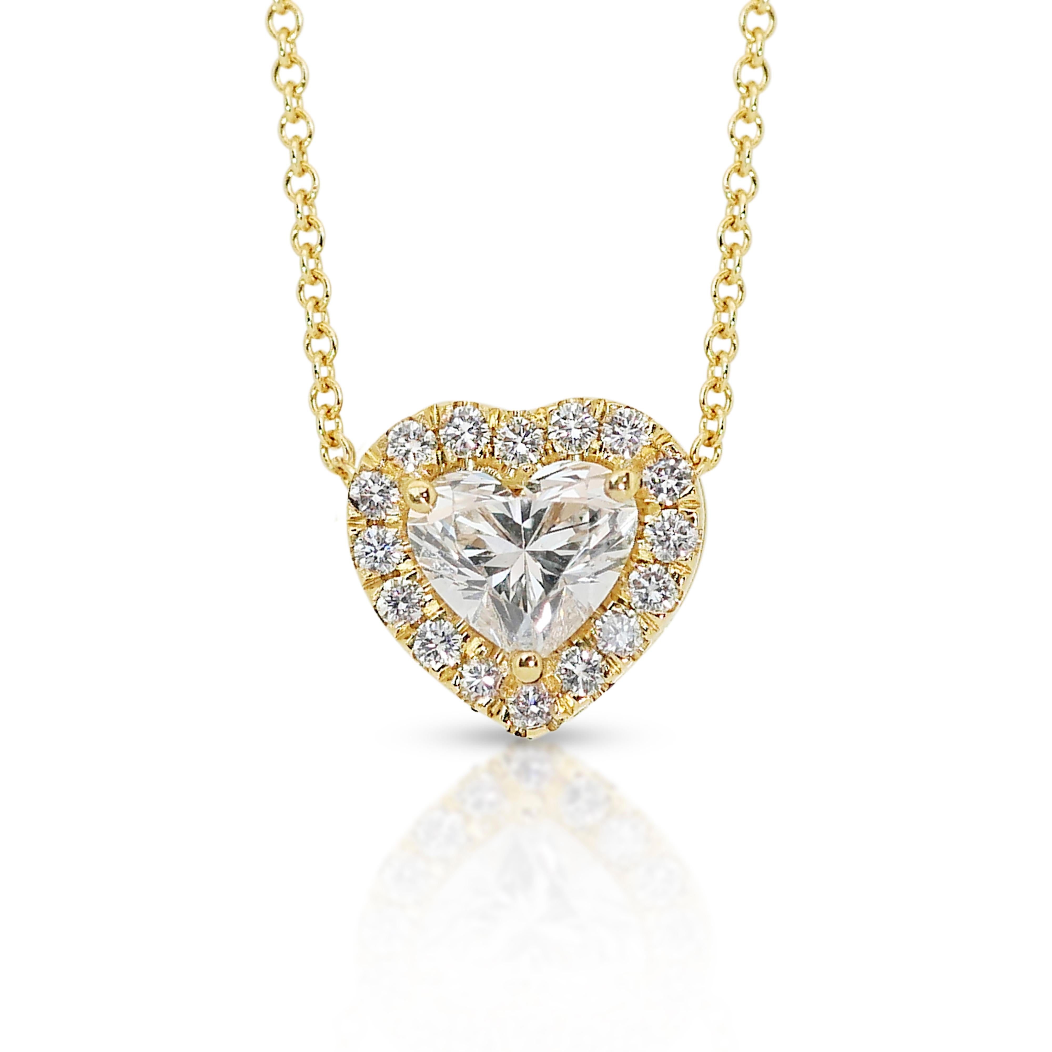 Enchanting 1.26ct Double Excellent Ideal Cut Diamonds Halo Necklace with Pendant For Sale 3