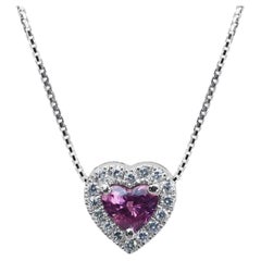 Enchanteresse collier halo de saphirs et diamants de 1,26 carat certifié GIA