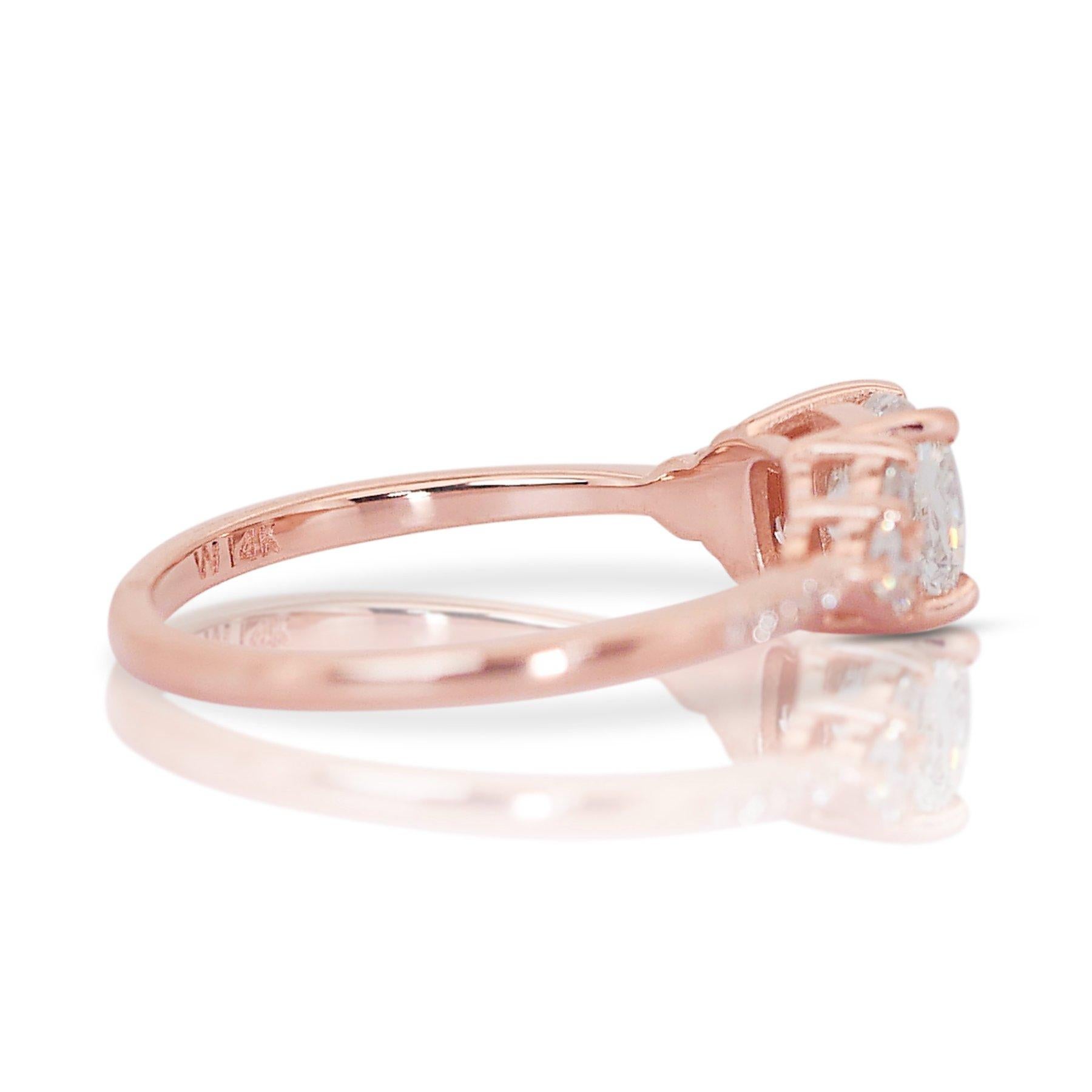 Enchanting 1.29ct Diamond Pave Ring in 18k Rose Gold - GIA Certified In New Condition In רמת גן, IL