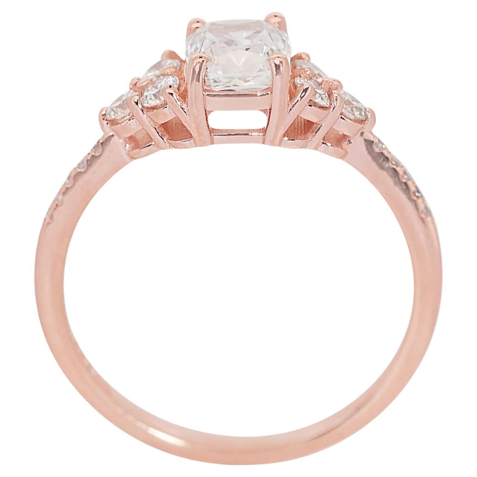 Enchanting 1.29ct Diamond Pave Ring in 18k Rose Gold - GIA Certified 2