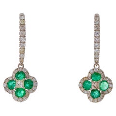 Enchanting 14k Green Emerald .90 crt Gems w/ .93 crt Diamond Drop Earrings