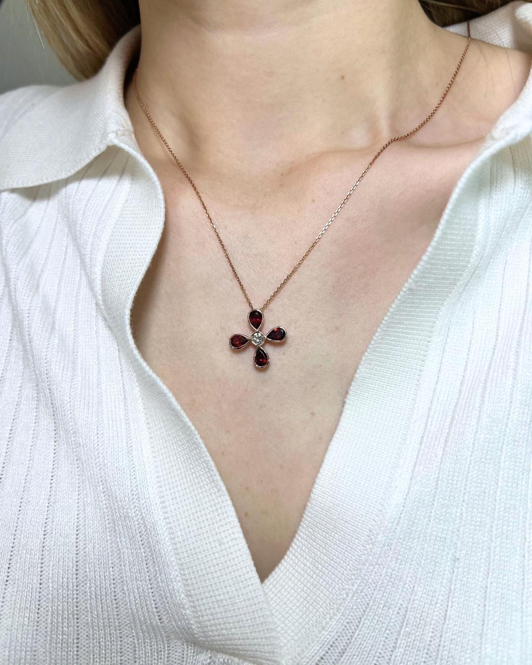 Enchanteresse or rose 14 carats grenat et diamant naturel de 3,25 carats certifié IGI en vente 5
