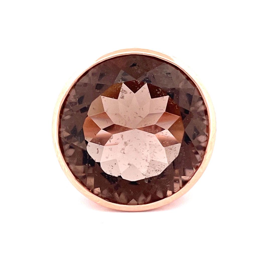 Women's or Men's Enchanting 14k Rose Gold Smoky Quartz Filigree Design Ring For Sale