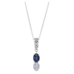 Enchanting 1.55ct Sapphire and Diamonds Necklace with Pendant in 18k White Gold