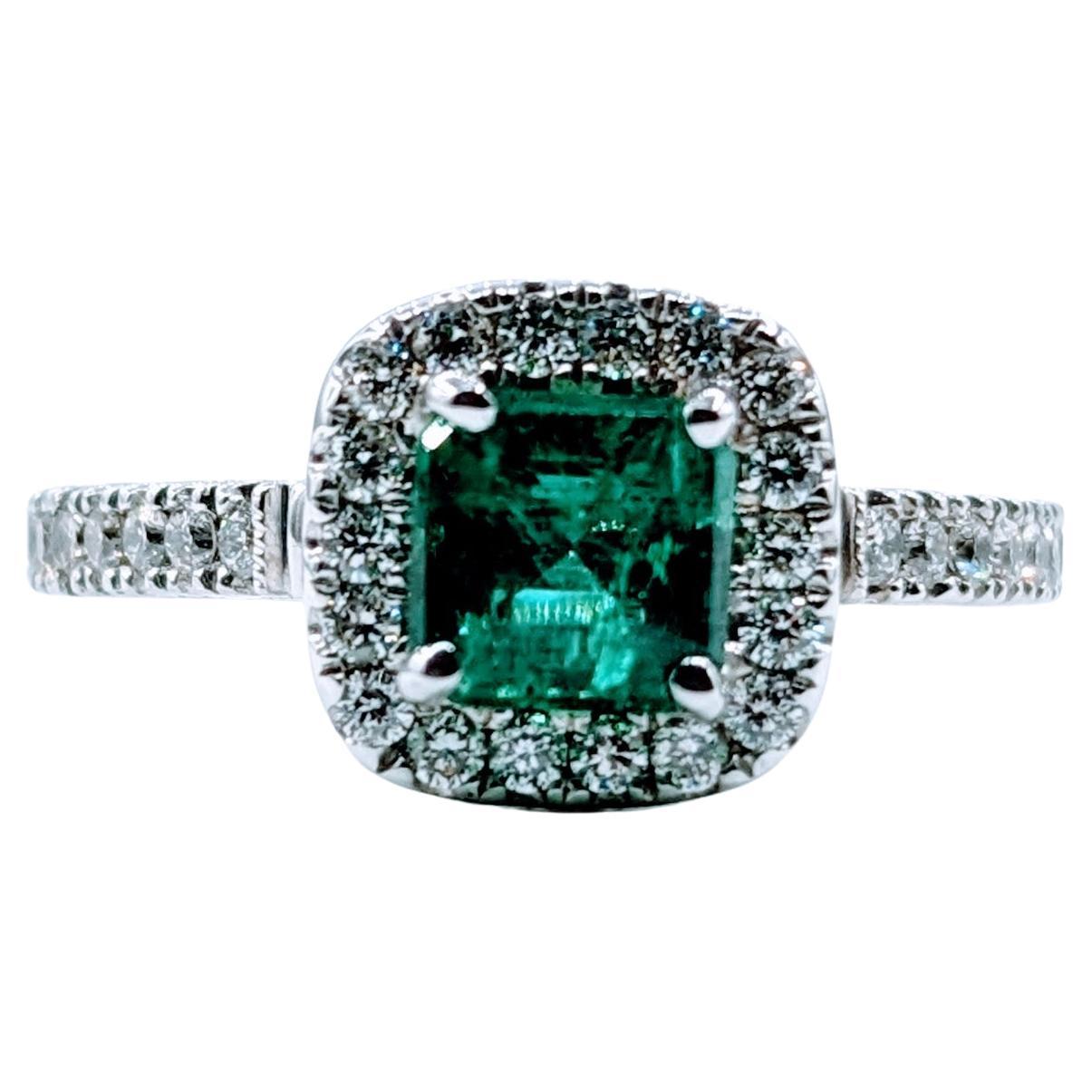 Enchanting 1.74ct Emerald & Diamond Halo Ring