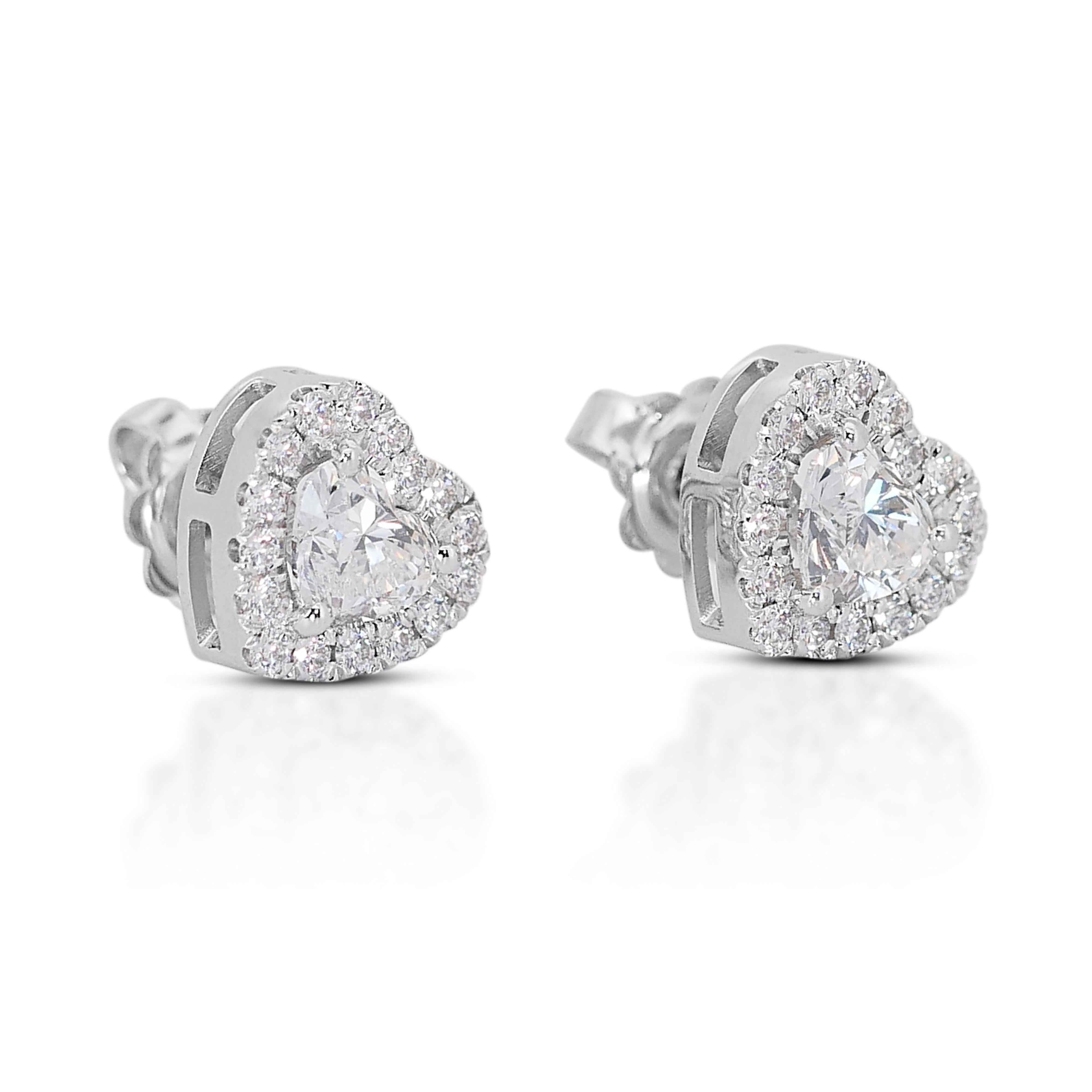 Cuore Whiting, orecchini a cuore con diamanti da 1,82 carati in oro bianco 18 carati - certificati GIA in vendita