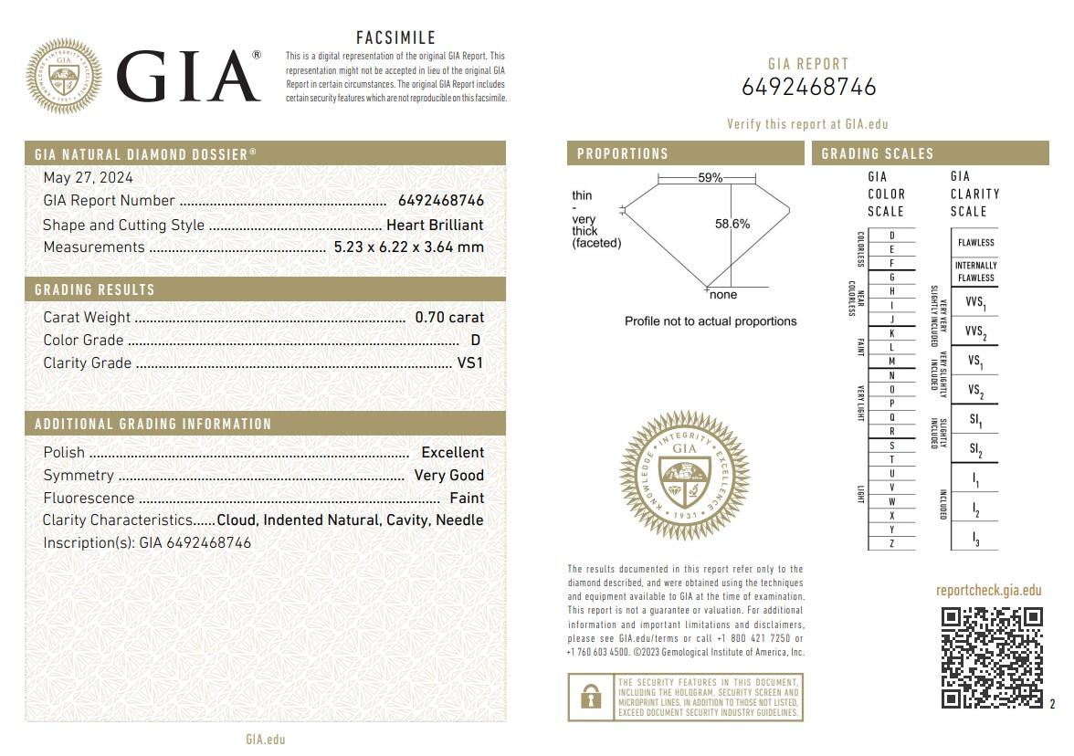 Donna Whiting, orecchini a cuore con diamanti da 1,82 carati in oro bianco 18 carati - certificati GIA in vendita