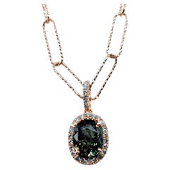 Enchanting 1.83ct Natural Color Changing Alexandrite & Diamond Pendant Necklace