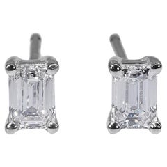 Enchanteresse clous d'oreilles en or blanc 18 carats avec diamants naturels de 1,41 carat - certifiés GIA