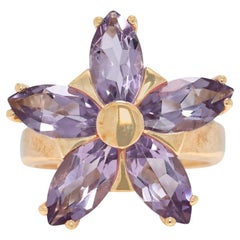 Enchanting 1.95ct Amethyst Flower Ring in 9K Rose Gold