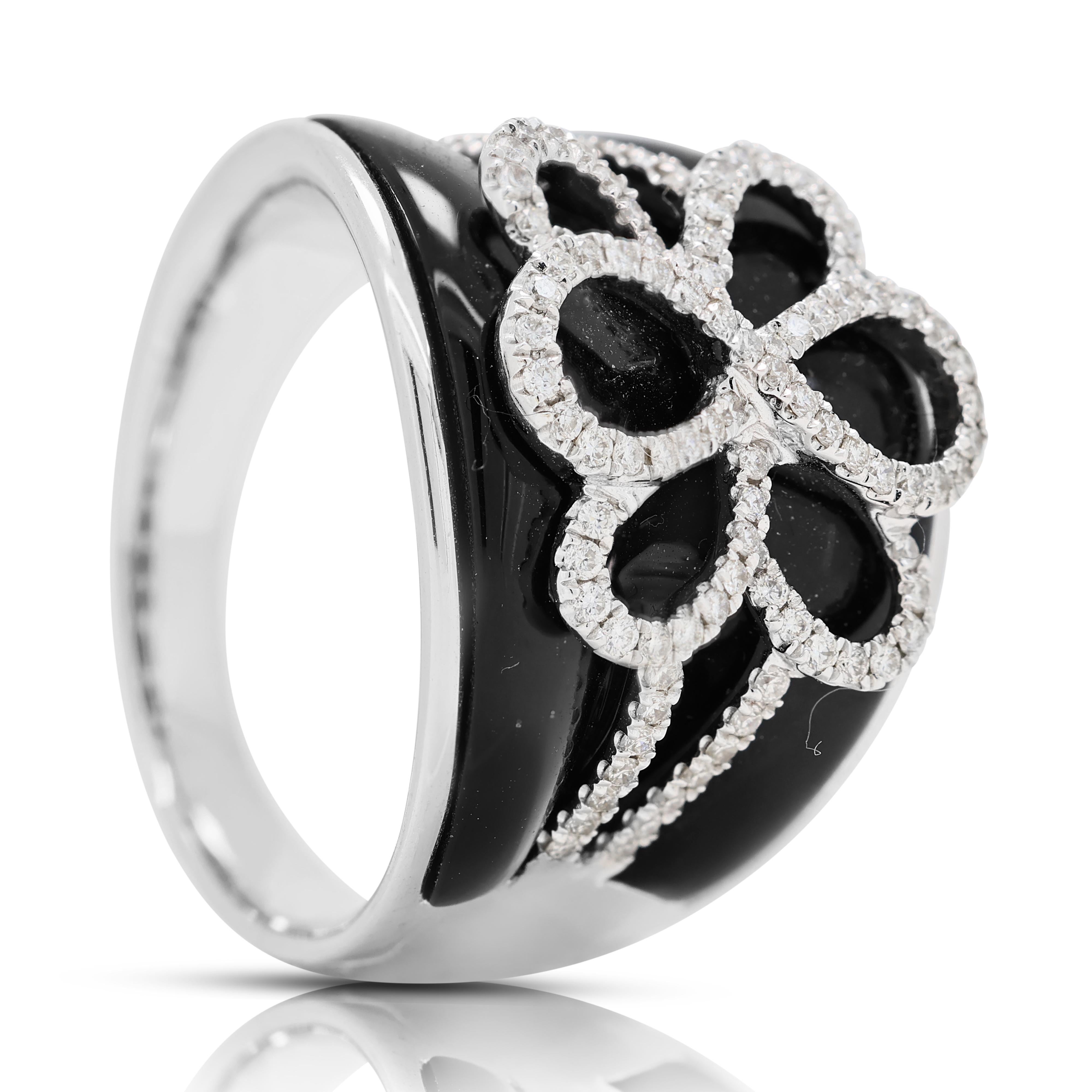 Enchanteresse bague en or blanc 18 carats avec diamant naturel de 1 carat en vente 1