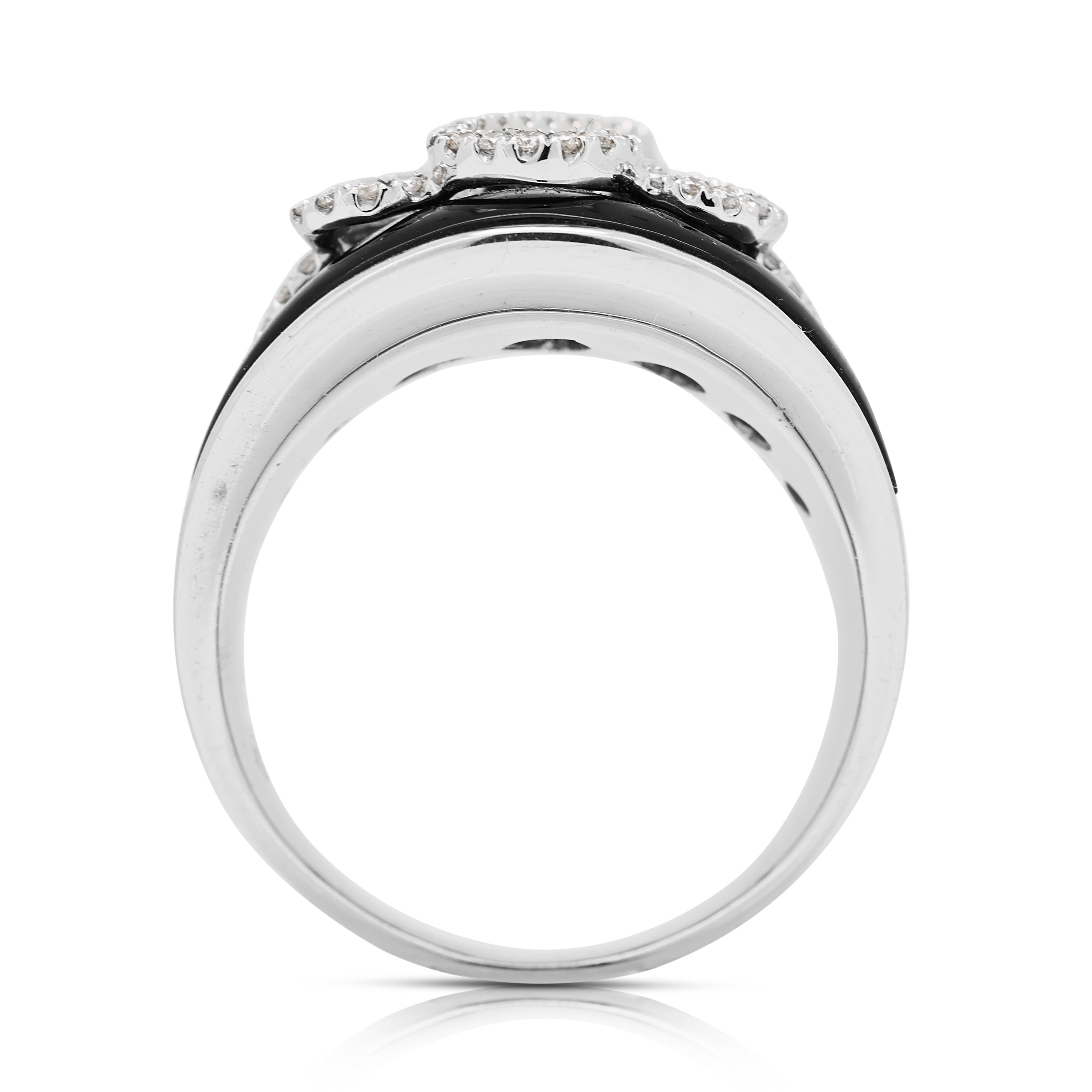 Enchanteresse bague en or blanc 18 carats avec diamant naturel de 1 carat en vente 2