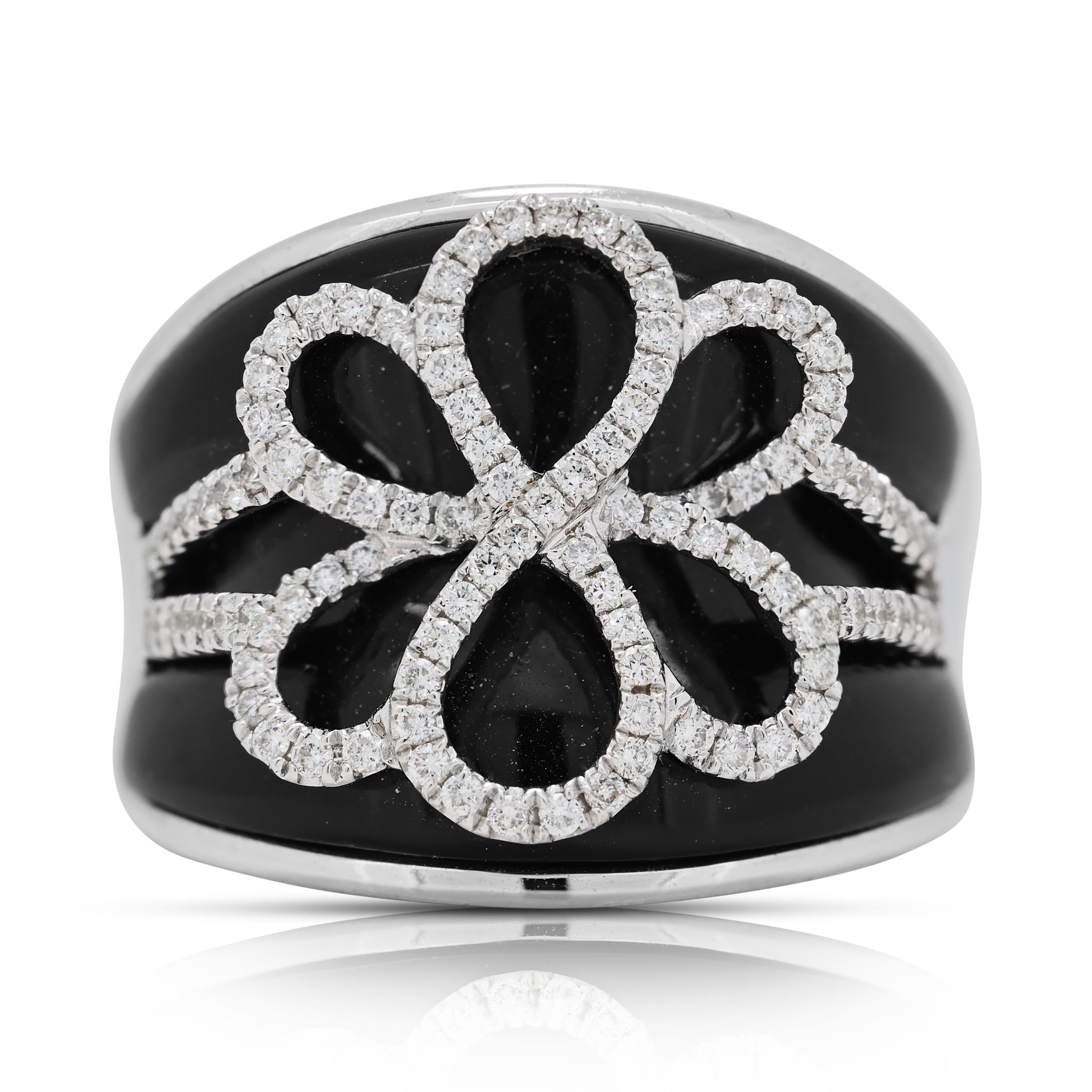 Enchanteresse bague en or blanc 18 carats avec diamant naturel de 1 carat