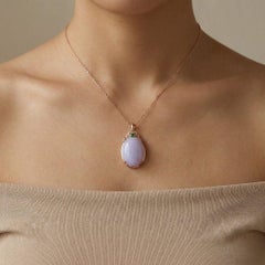 Enchanting 26.98ct Natural Diamond and Cabochon Purple Jade Statement Pendant