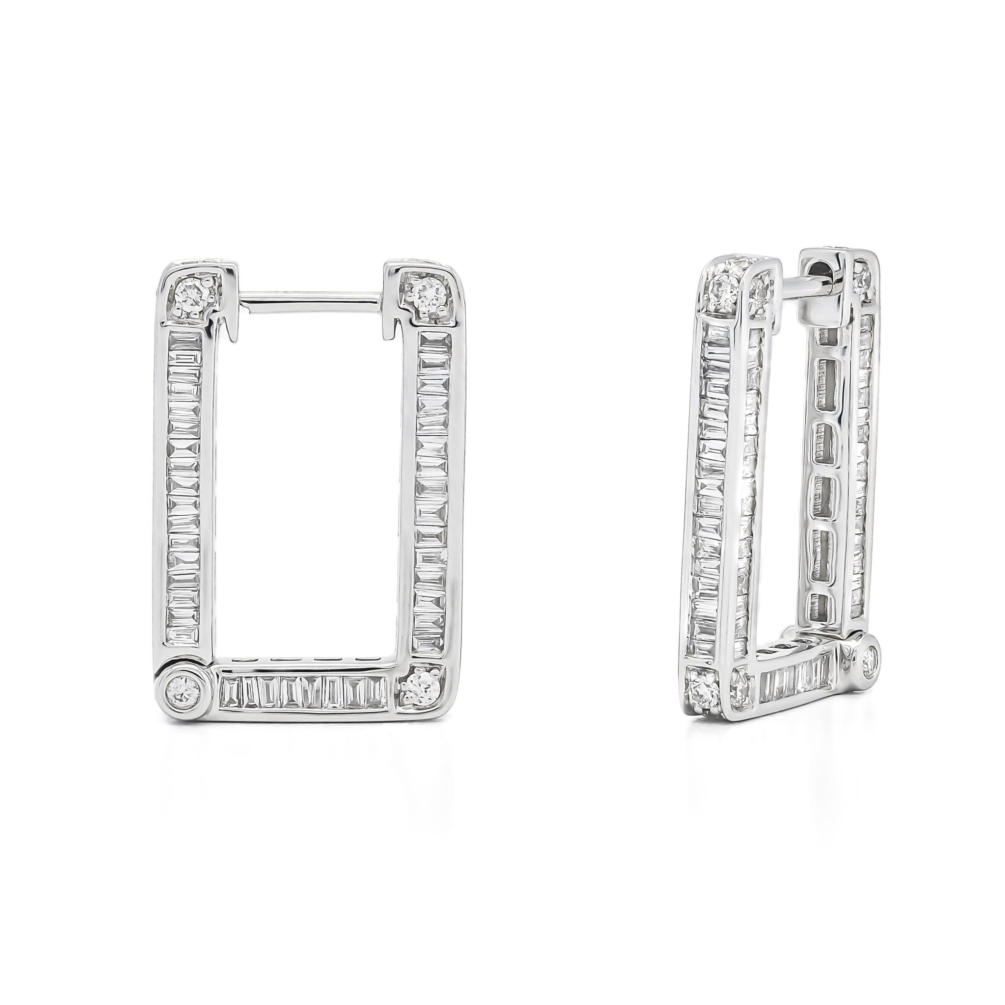 square diamond hoop earrings