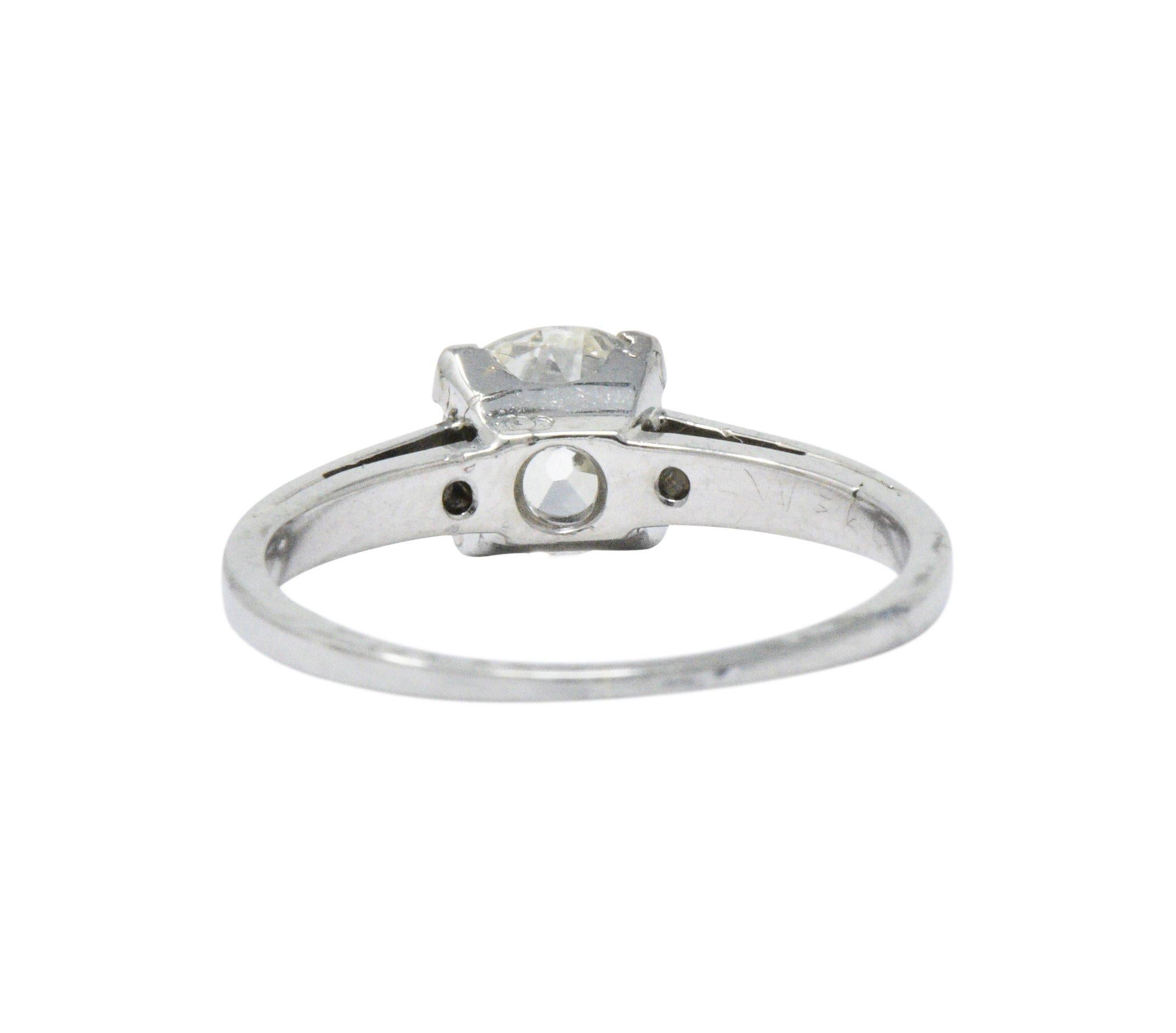 Enchanting Art Deco 1.25 CTW Diamond 18K White Gold Engagement Alternative Ring  In Good Condition In Philadelphia, PA