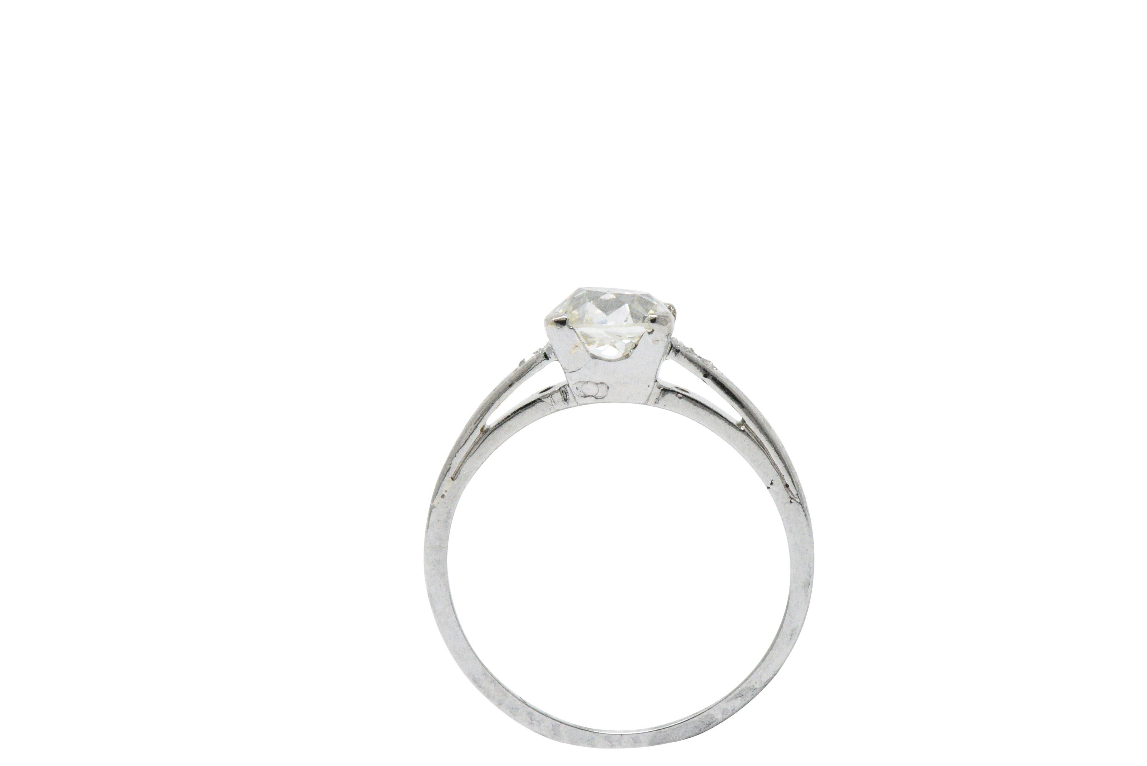 Women's or Men's Enchanting Art Deco 1.25 CTW Diamond 18K White Gold Engagement Alternative Ring 