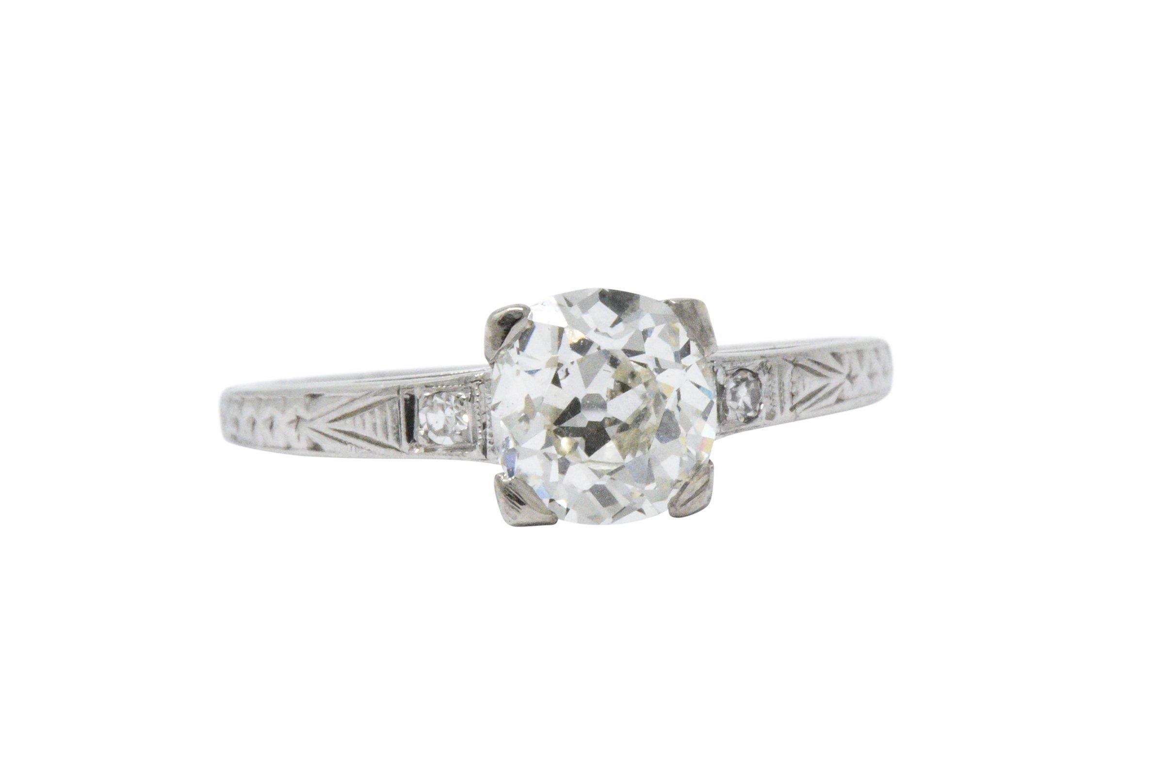 Enchanting Art Deco 1.25 CTW Diamond 18K White Gold Engagement Alternative Ring  3