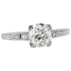 Enchanting Art Deco 1.25 CTW Diamond 18K White Gold Engagement Alternative Ring 