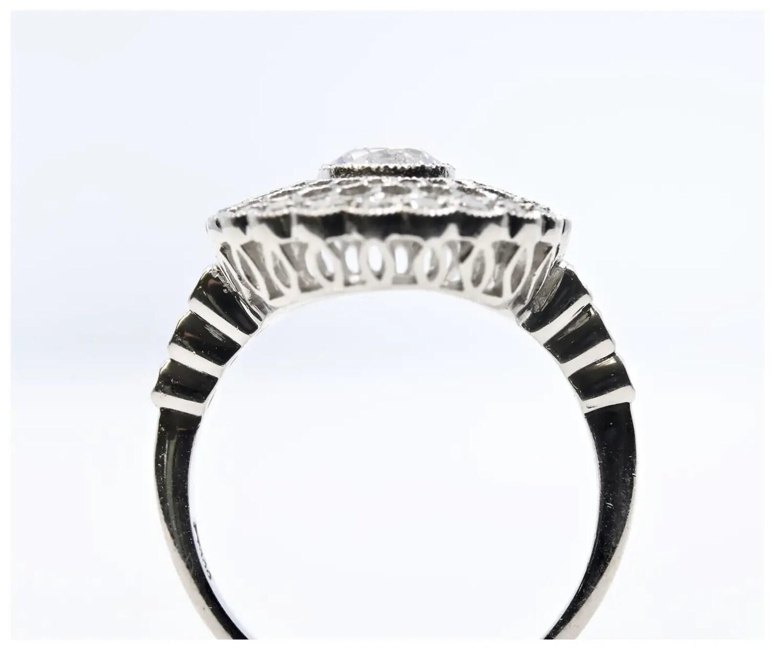 Women's Enchanting Art Deco Diamond Filigree Engagement Ring in Platinum For Sale