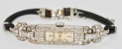 Enchanting Art Deco Platinum Ladies Wristwatch with Diamonds, Valmon Geneve