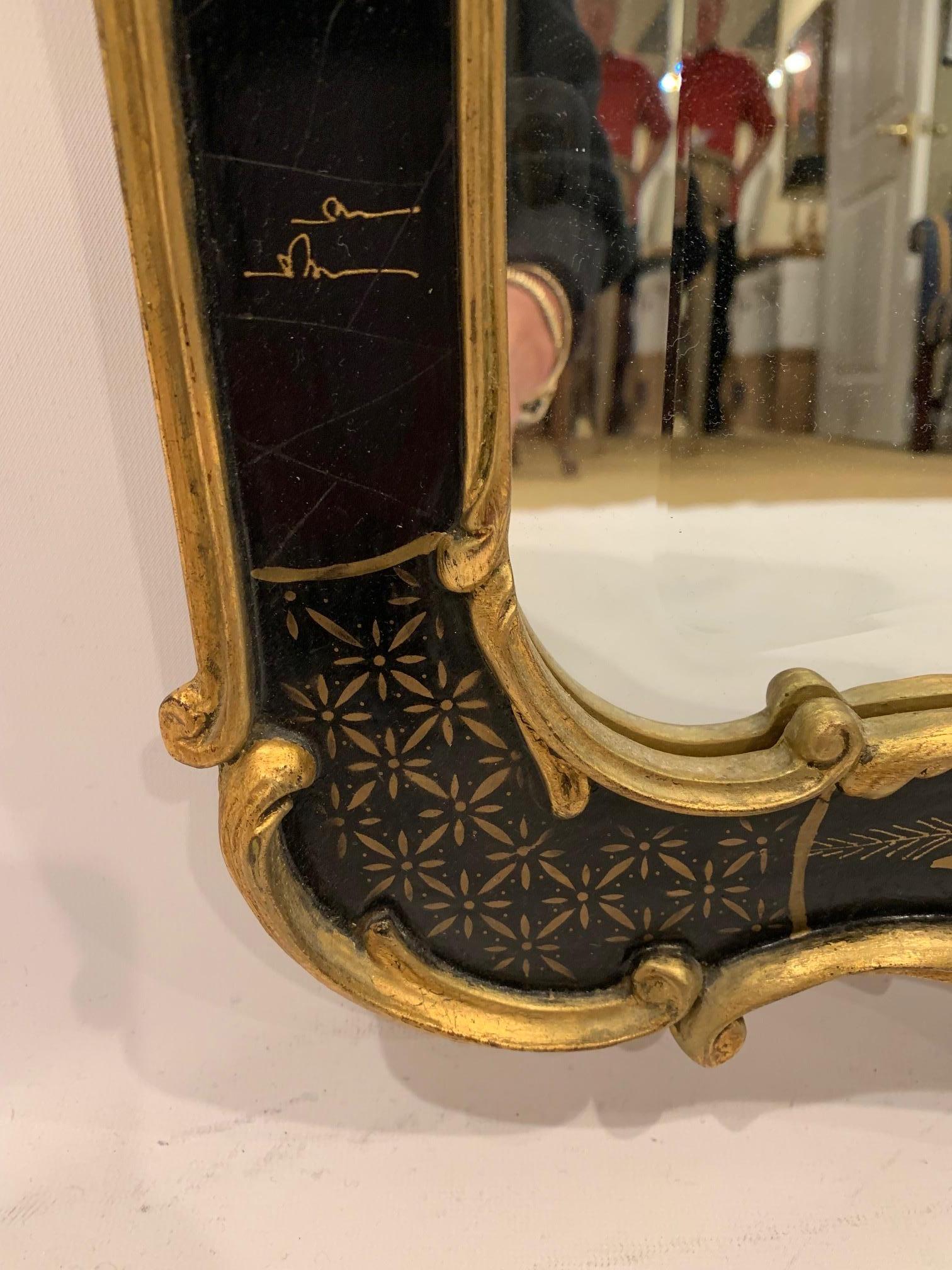 North American Enchanting Black Red and Gold Chinoiserie Vertical Mirror