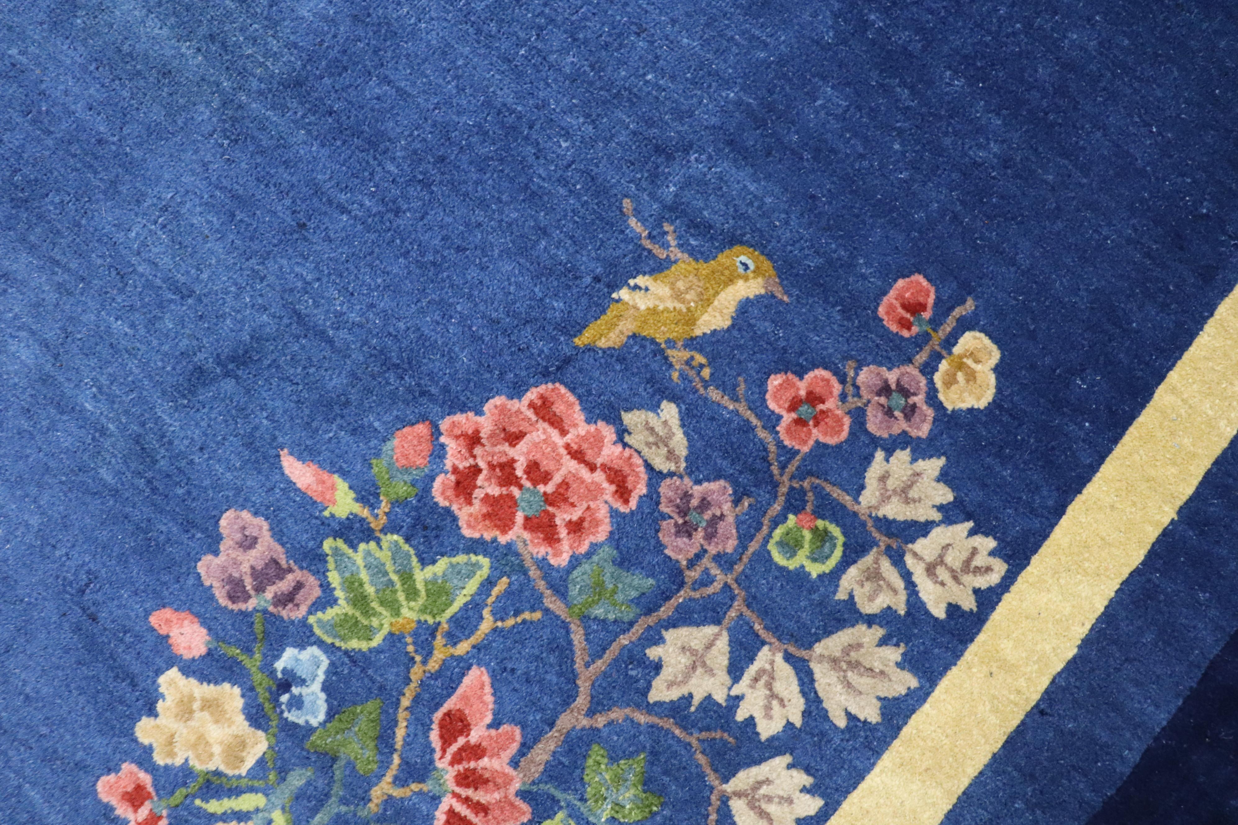 Enchanting Blue Antique Chinese Art Deco Room Size Carpet 8