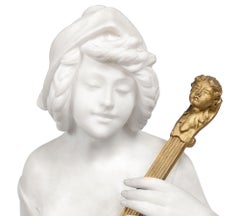 Enchanting C19th Marble statue of a Female musician by Carrier-Belleuse
