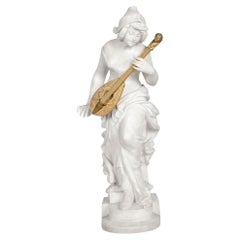 Enchanting C19th Marble statue of a Female musician by Carrier-Belleuse