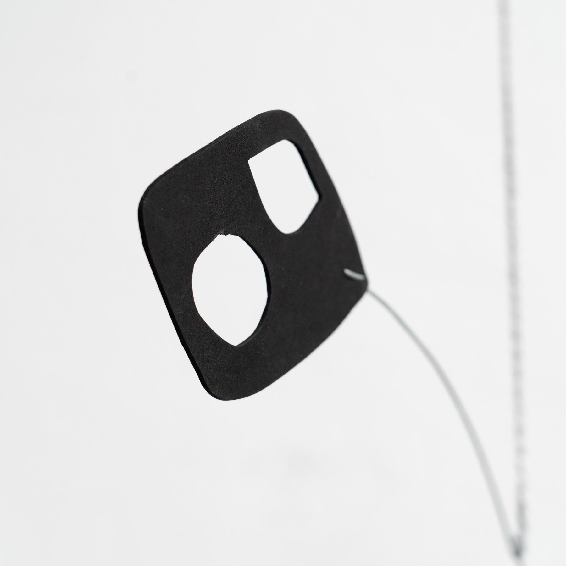 Enchanting Dynamics: Iron and Foam Kinetic Sculpture - Elegant Black in Play For Sale 4