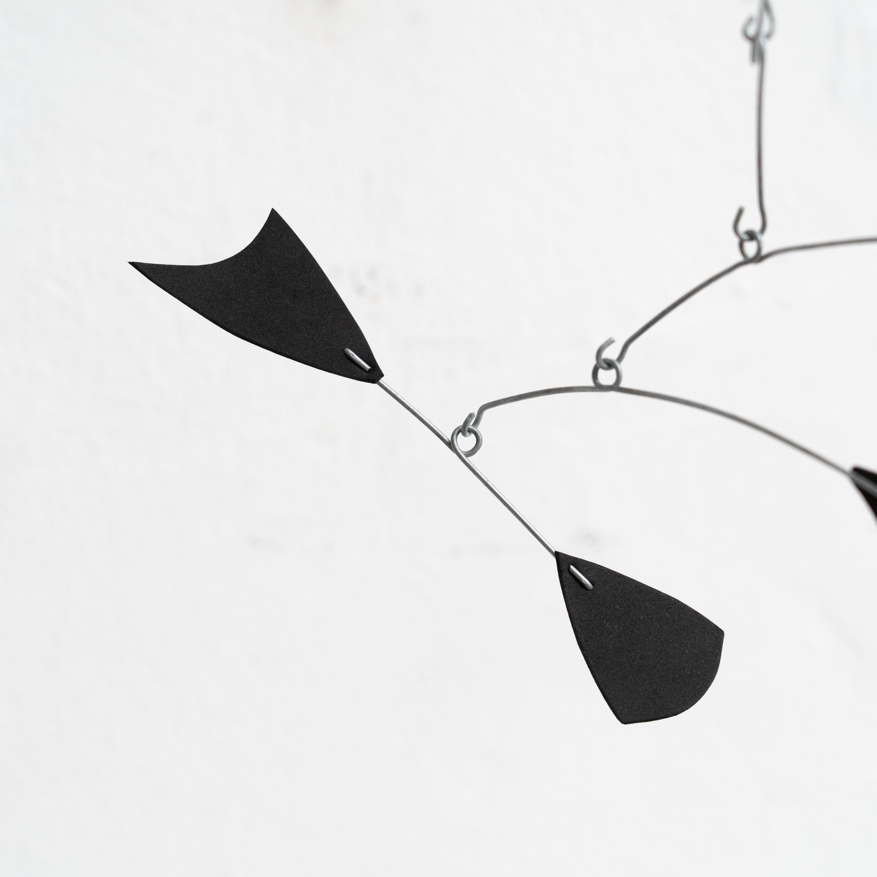Enchanting Dynamics: Iron and Foam Kinetic Sculpture - Elegant Black in Play For Sale 5