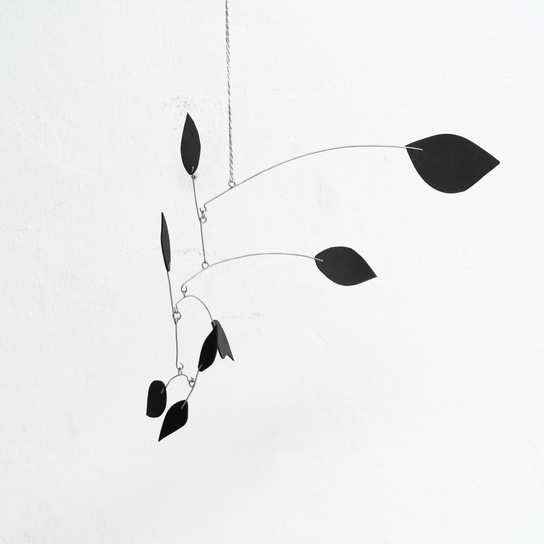 Mid-Century Modern Enchanting Dynamics: Iron and Foam Kinetic Sculpture - Elegant Black in Play For Sale