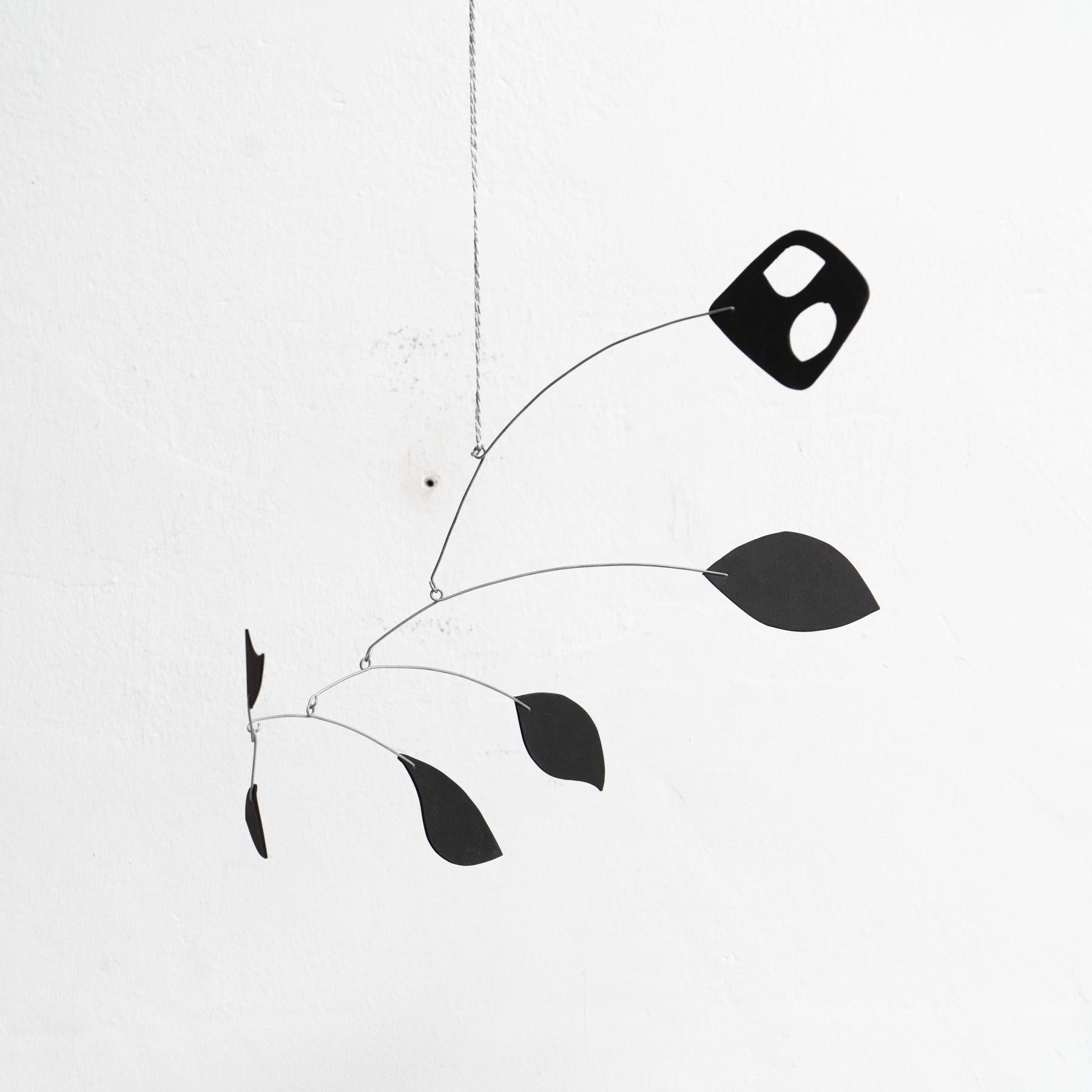 Mid-Century Modern Enchanting Dynamics: Iron and Foam Kinetic Sculpture - Elegant Black in Play For Sale