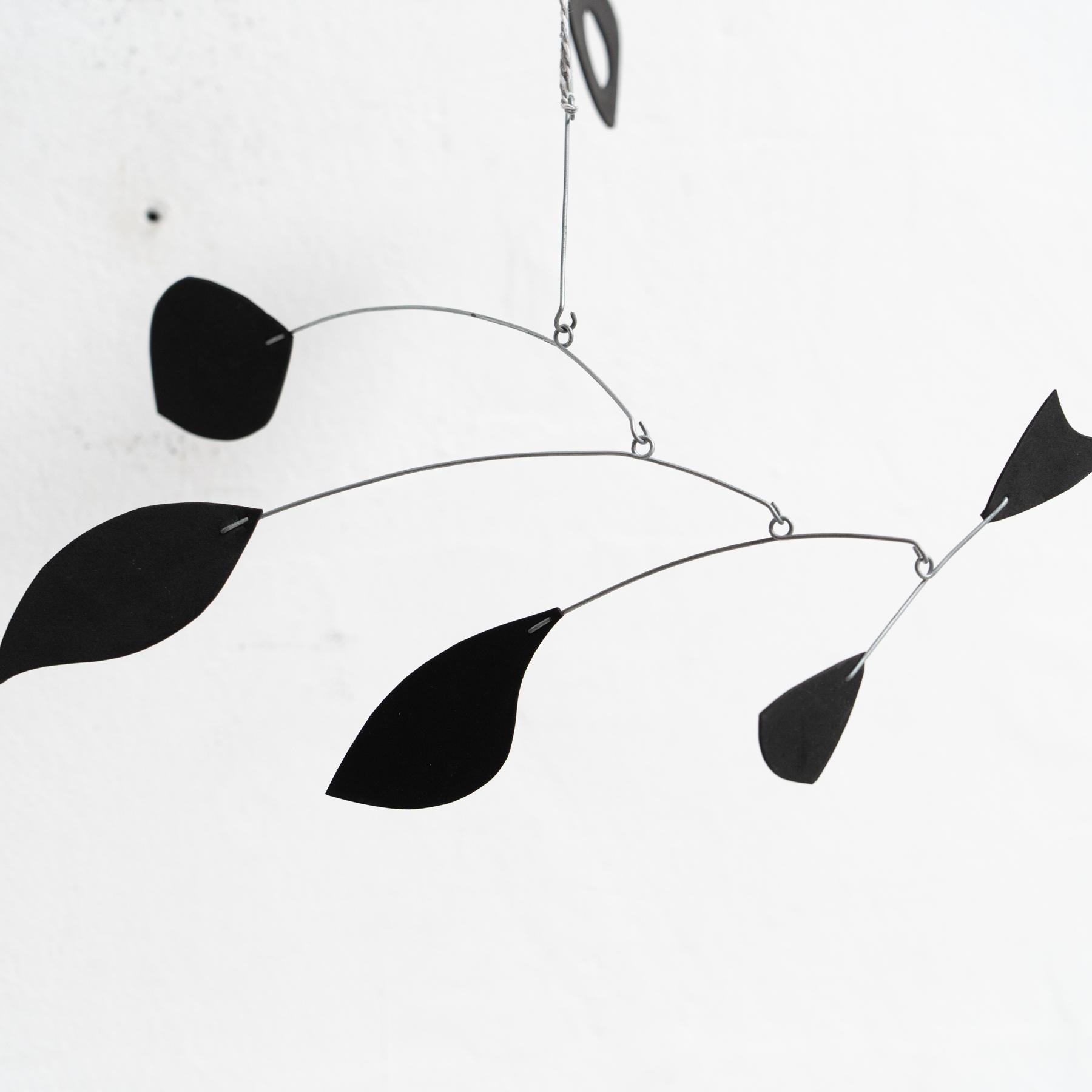 Metal Enchanting Dynamics: Iron and Foam Kinetic Sculpture - Elegant Black in Play For Sale