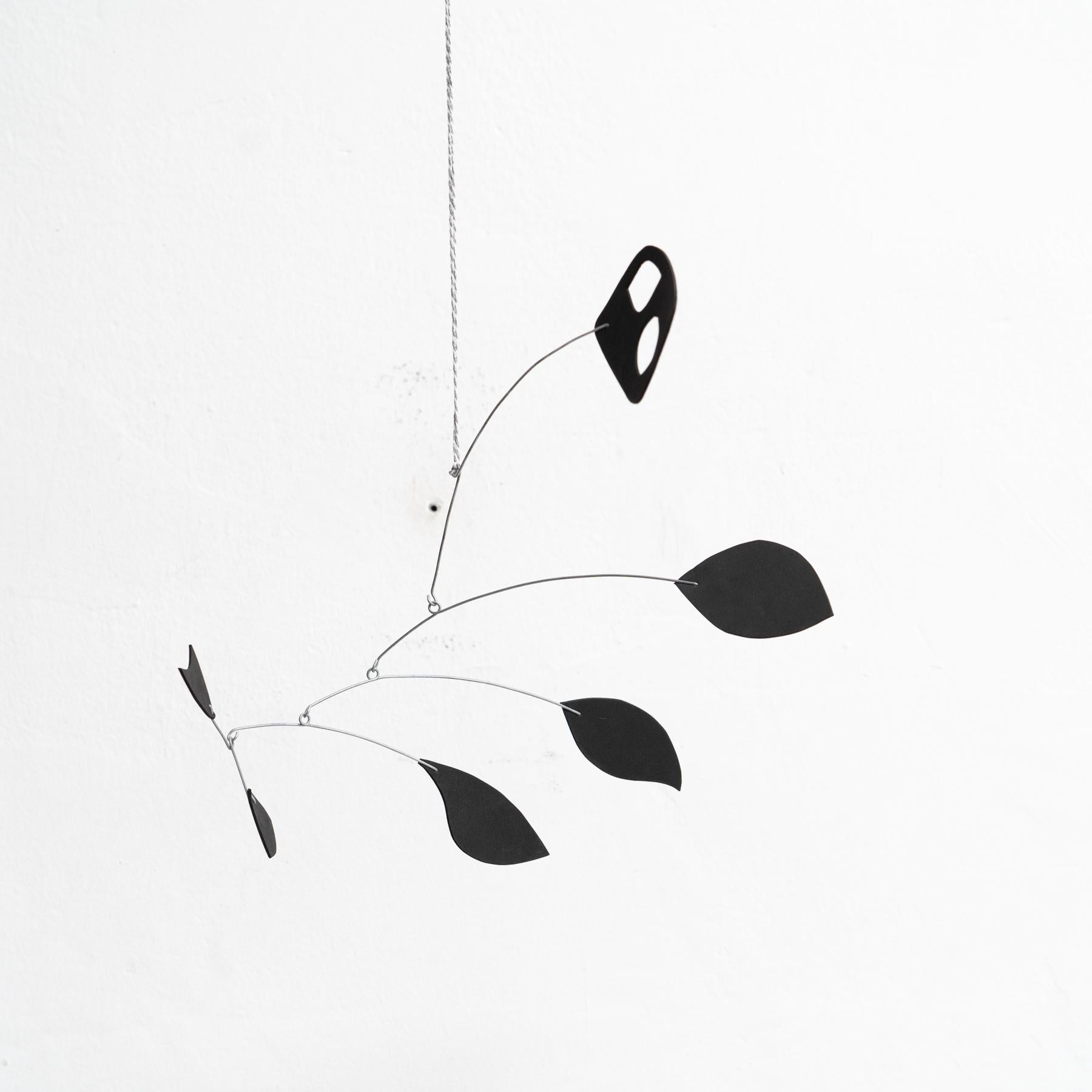 Enchanting Dynamics: Iron and Foam Kinetic Sculpture - Elegant Black in Play For Sale 2