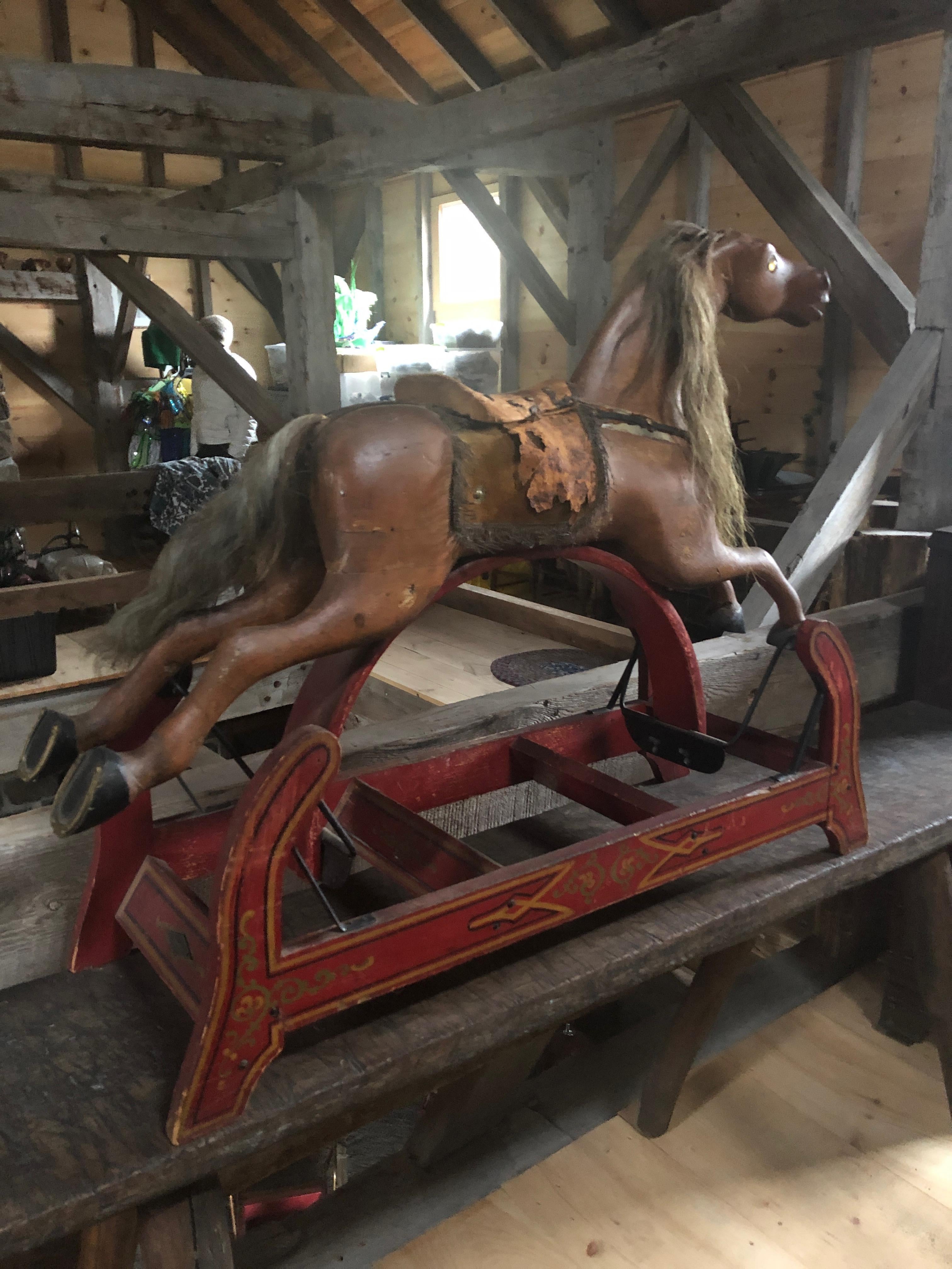 Enchanting Folk Art 19th Century Children's Hobby Horse Toy Sculpture 6