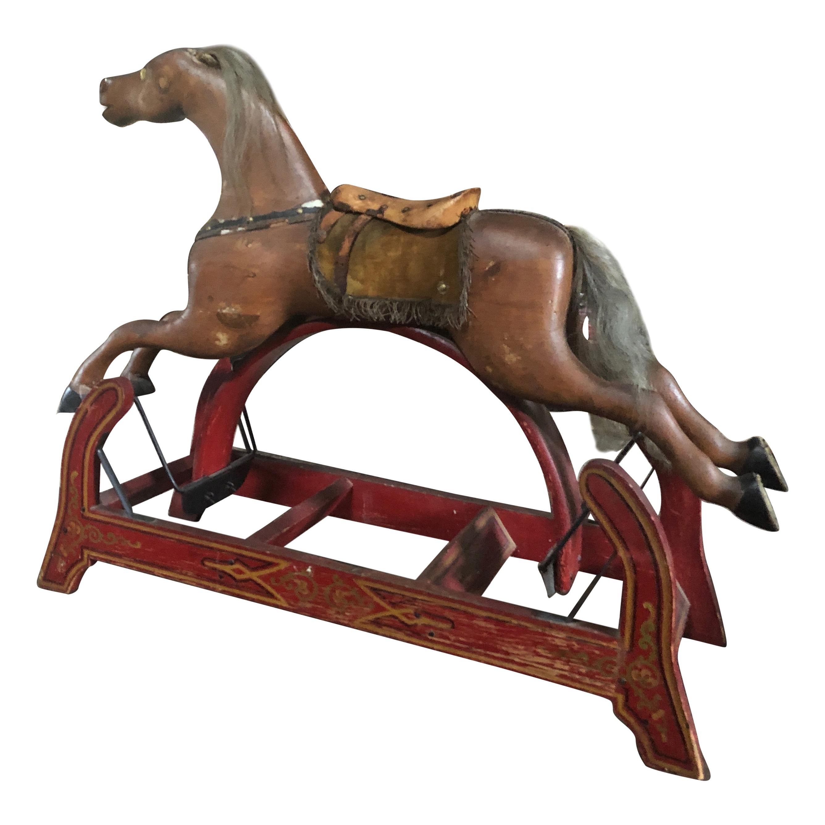 Enchanting Folk Art 19th Century Children's Hobby Horse Toy Sculpture
