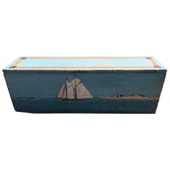Enchanting Folk Art 19th Century Painted Trunk from Maine