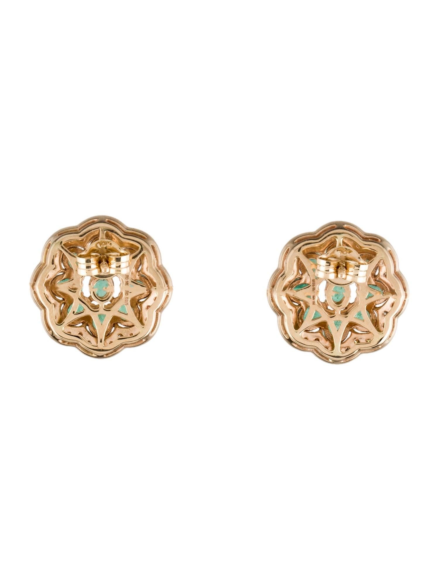 Women's 14K Emerald & Diamond Stud Earrings- Exquisite Gemstone Jewelry Timeless Glamour