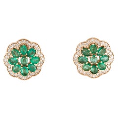 14K Emerald 
Diamond Stud Earrings- Exquisite Gemstone Jewelry Timeless Glamour