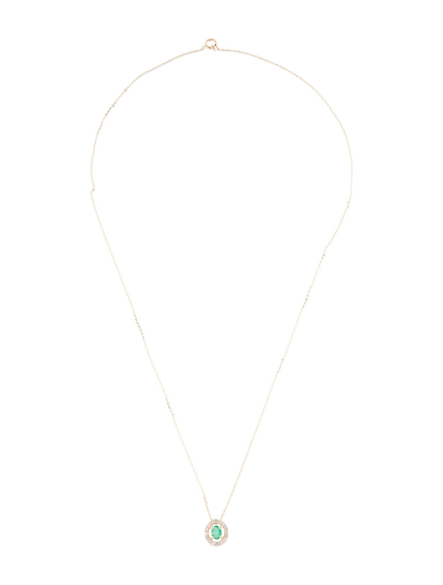 14K Smaragd & Diamant-Anhänger-Halskette: Exquisite Luxus-Statement-Schmuckstück (Brillantschliff) im Angebot