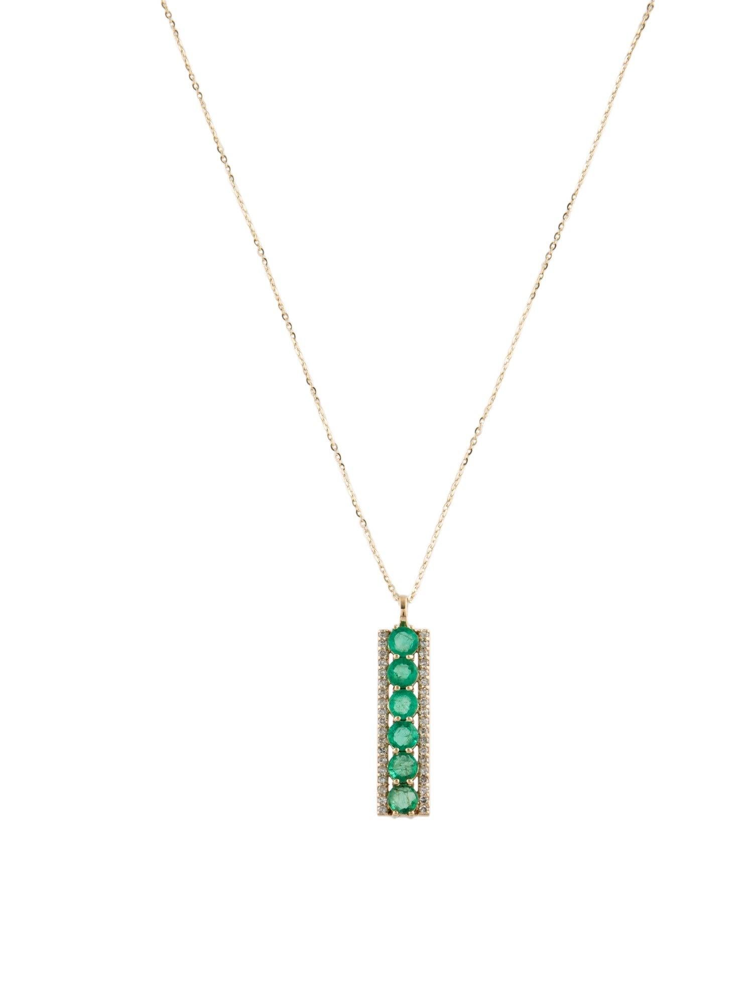 14K 1.45ctw Emerald & Diamond Pendant Necklace: Exquisite Statement Jewelry In New Condition For Sale In Holtsville, NY